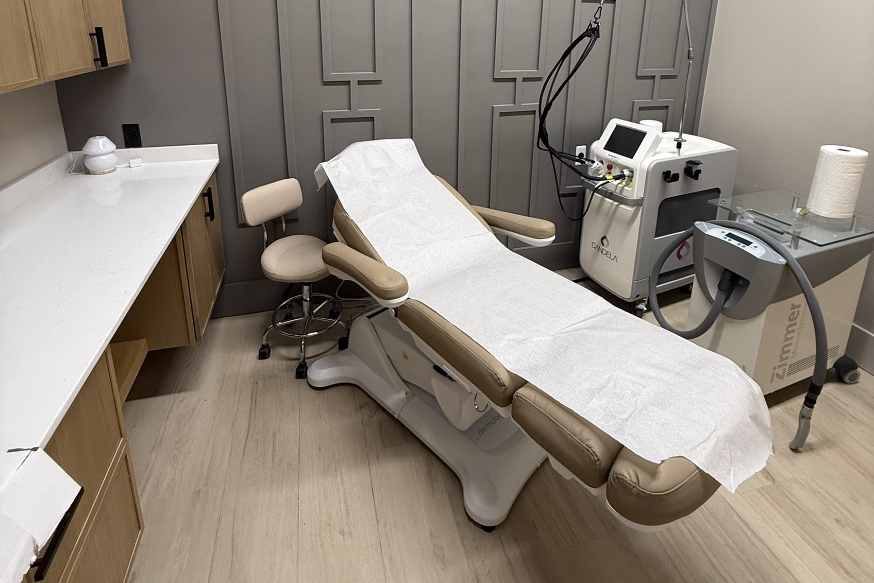 The laser treatment room at Donna Aesthetics