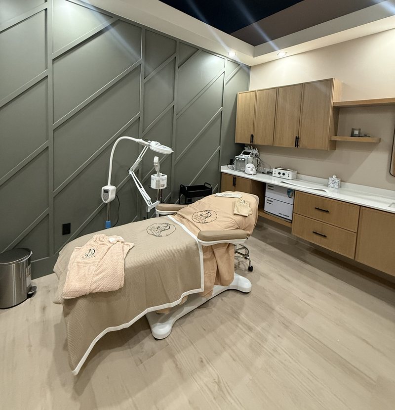 The sage paneled treatment room